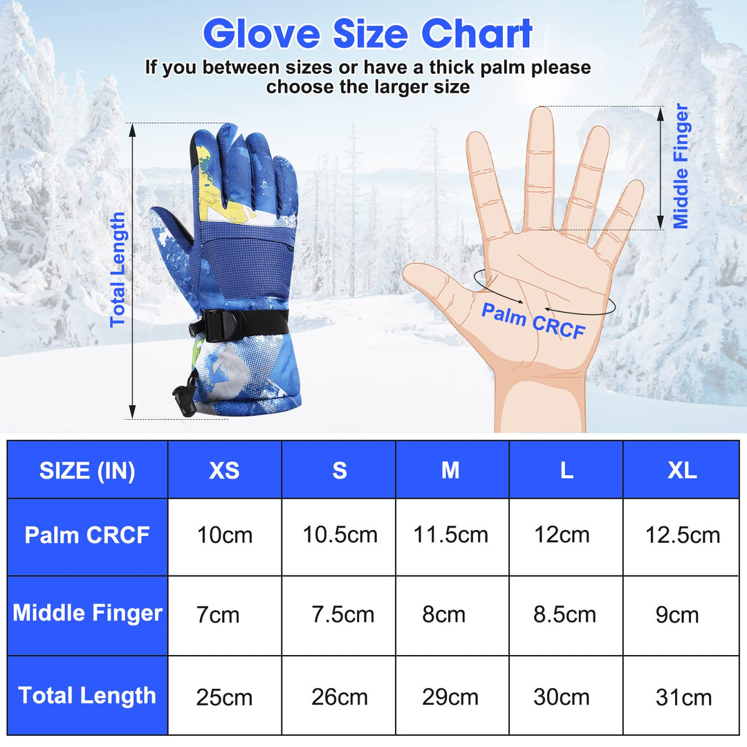 TaoQi Sports Waterproof Ski Snowboarding Gloves for Kids Men Women with 3M Thinsulate Insulation Materials Warming Gloves (Blue, M)