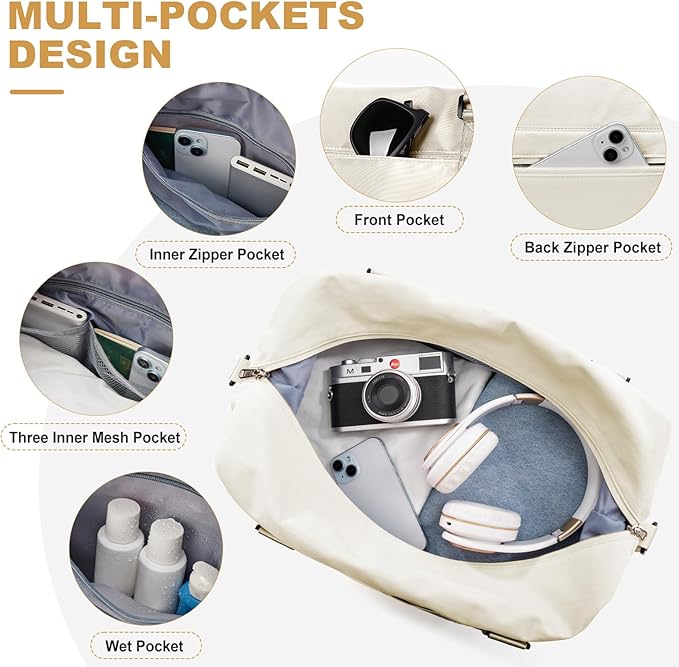 Travel Duffel Bag,Sports Tote Gym Bag,Shoulder Weekender Overnight Bag for Women