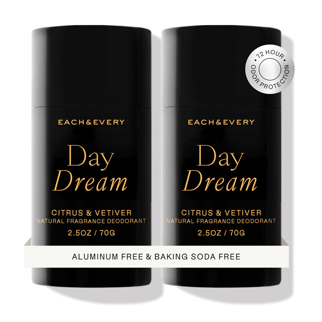 Each & Every Aluminum Free Deodorant for Women & Men, Citrus & Vetiver - All Natural Deodorant for Sensitive Skin, EWG Verified - Clean, Baking Soda-Free, Plant-Based Fragrance - 2.5oz, 2 Pack