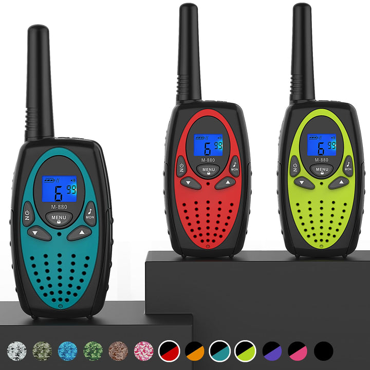 Topsung Walkie Talkies Long Range, M880 FRS Two Way Radio for Adults with LCD Screen/Resistance Wakie-Talkies with Noise Cancelling for Men Women Outdoor Cruise Ship (Blue Red YellowGreen)