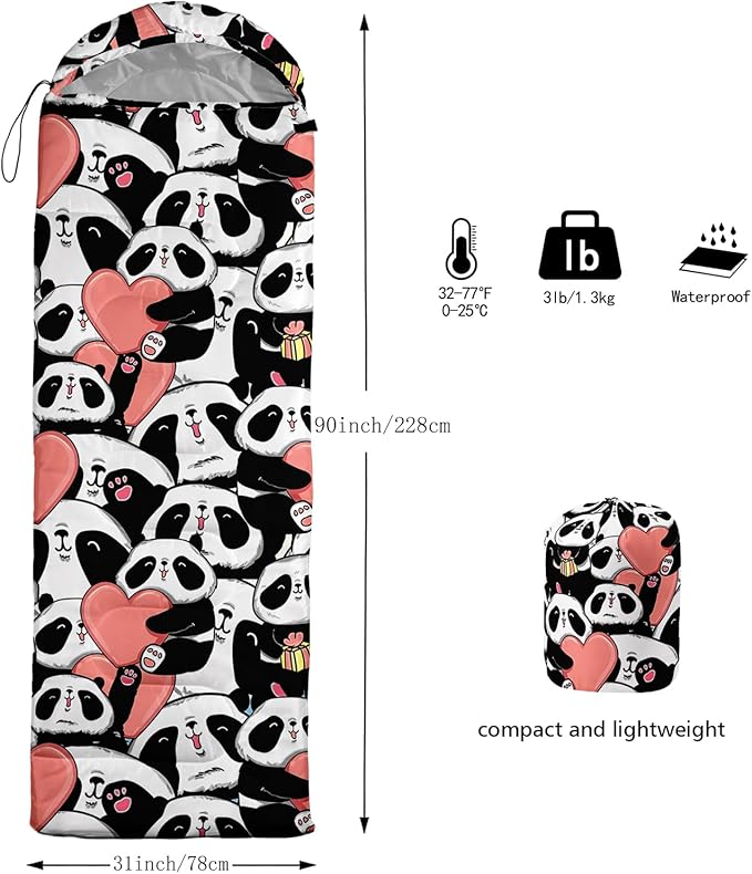 AILONEN Cartoon Fox Camping Sleeping Bag for Boys Girls Adults,Lightweight & Waterproof,3 Season Warm & Cold Weather,Portable,Kawaii Fox Printed Sleeping Bag,Traveling,Camping,Hiking