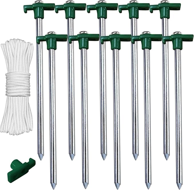 ABCCANOPY Tent Stakes 16" Camping Tent Stakes, 10pc-Pack (Green)