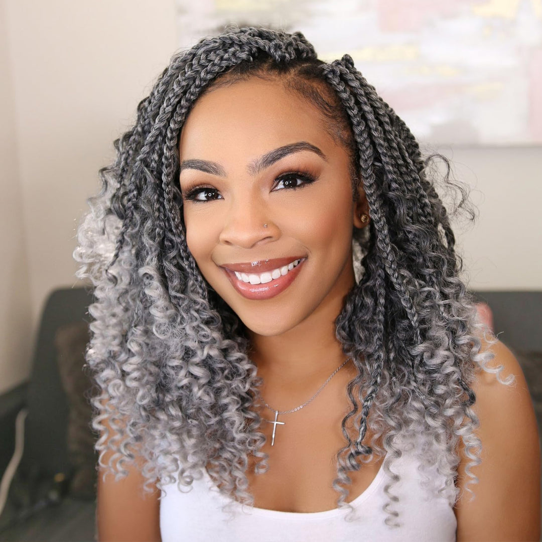 Goddess Box Braids Crochet Hair 14 Inch Box Braids Crochet Hair For Black Women Pre Looped Crochet Hair With Curly Ends Bohemian