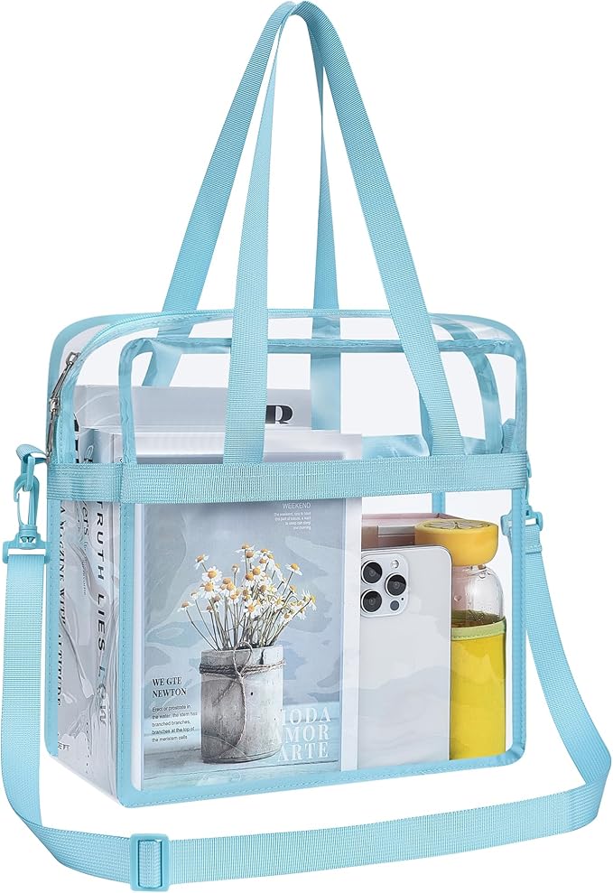 USPECLARE Clear Tote Stadium Approved, Security Travel & Gym Clear Bag for Work Sports Games Concerts