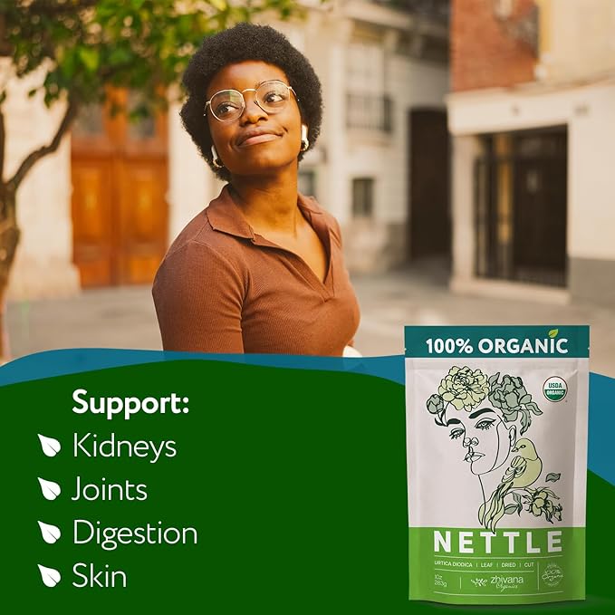 Stinging Nettle Tea Organic Loose Leaf - Dried Nettles Herb, Ortiga Tea – Cleanse Body, Remove Toxins, Easy Allergy – 10 oz