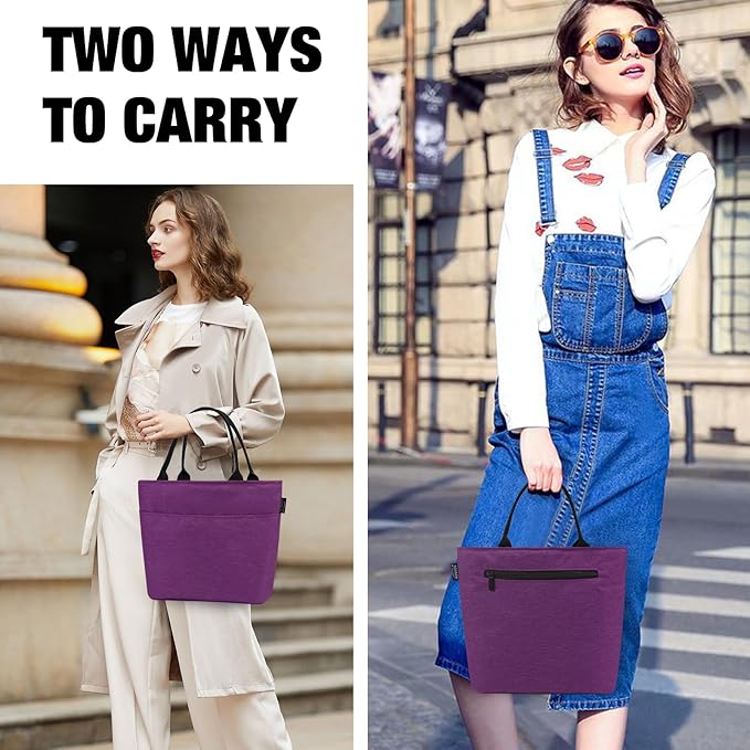 Aosbos Insulated Lunch Cooler Bag - Adult Thermal LunchBox Lunch Tote Bolsa Termica Almuerzo Lonchera, Purple