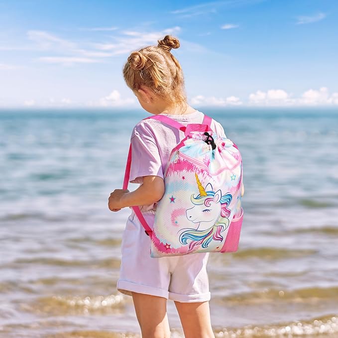 WAWSAM Gym Drawstring Backpack String Bag - 15” x 17” Sports Gym Bag for Kids Waterproof Swimming Beach Shopping Yoga Bag