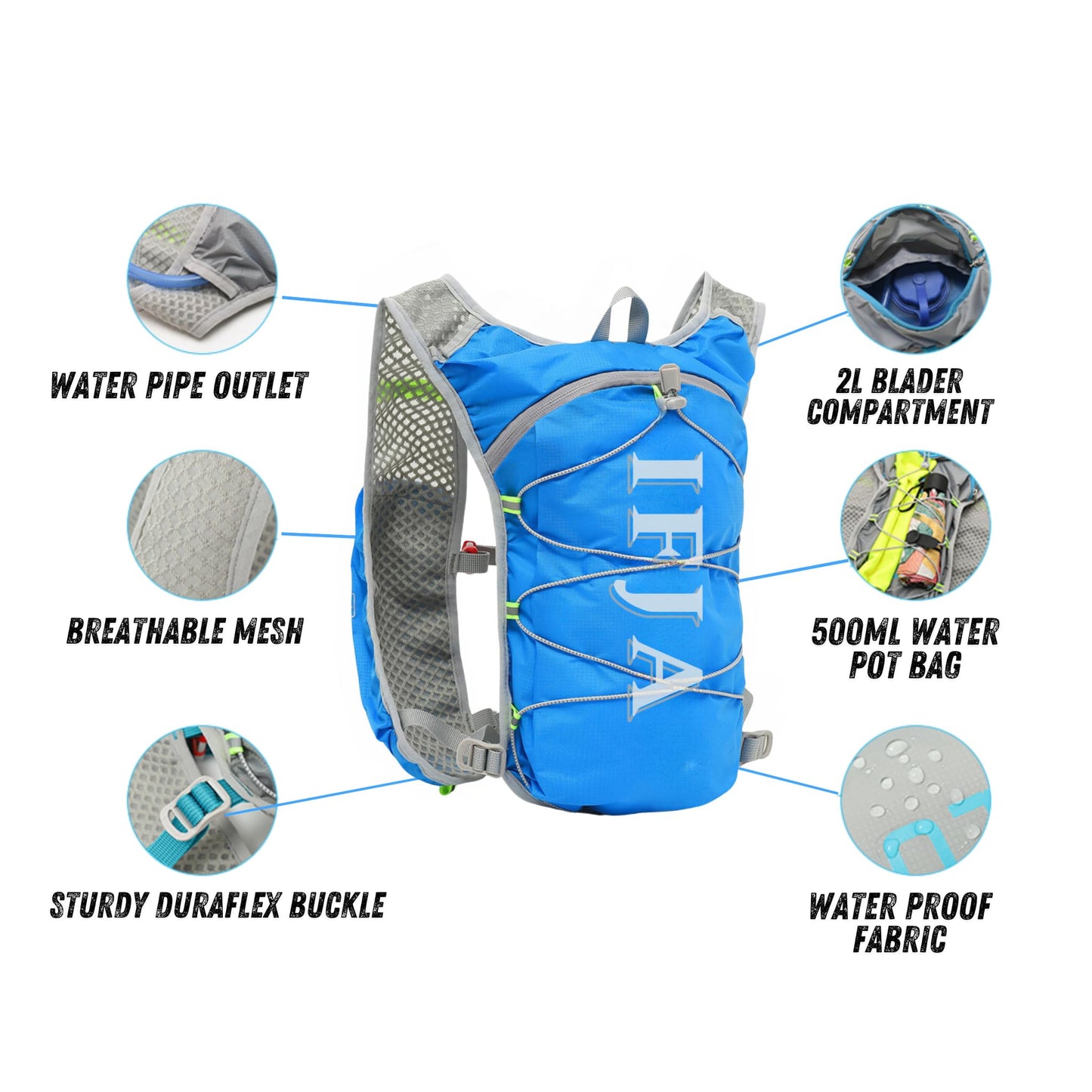 “Ifja Lightweight Running Vest for Men & Women Hydration Pack & Reflective Strips Ideal Running Vests Women & Running Vests Mens Perfect Running Backpack for Long Runs”