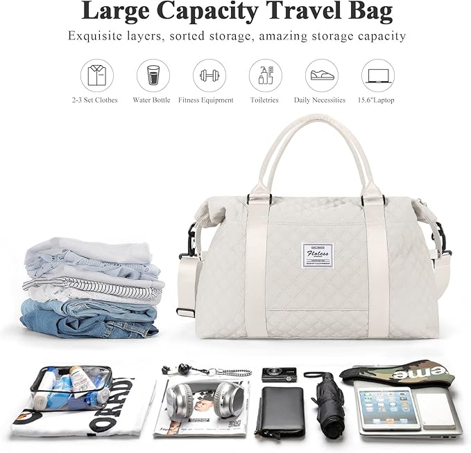 Travel Duffel Bag,Sports Tote Gym Bag,Shoulder Weekender Overnight Bag for Women