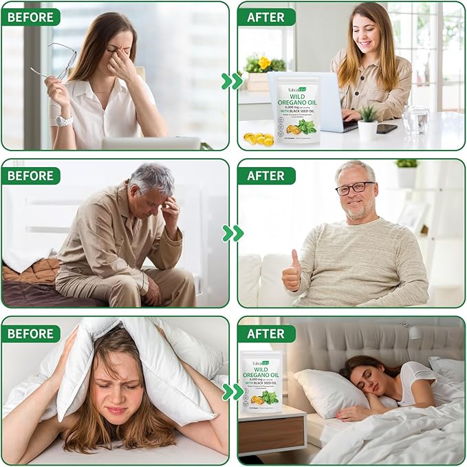 Oil of Oregano Capsules - 2 in 1 6000mg Oil of Oregano with Black Seed Oil 200mg - Oregano Oil Supplement Capsules - Digestive Support & Antioxidant, Non-GMO Digestive Support (2 Pack)