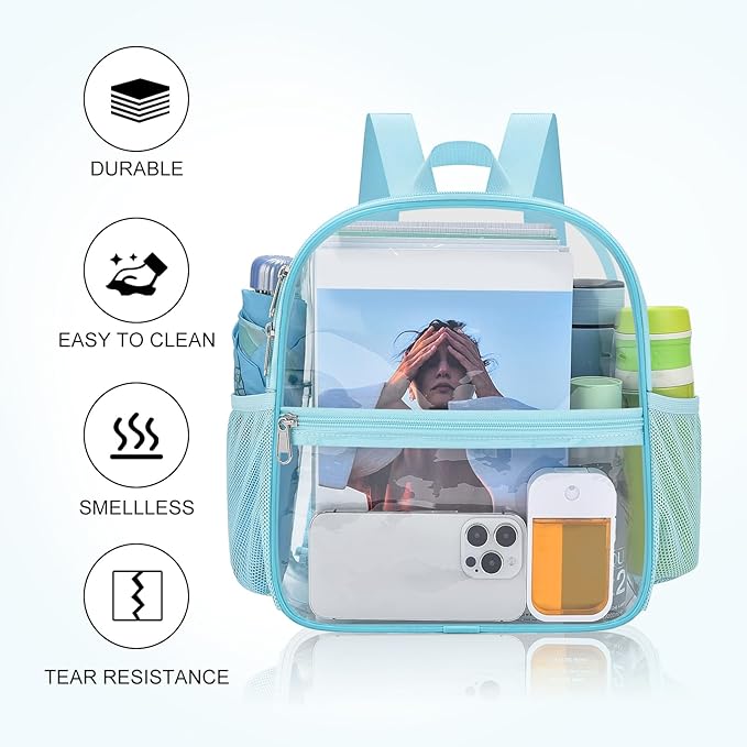 USPECLARE Clear Backpack Stadium Approved 12X11x6, Waterproof Clear Bag Stadium Backpack for Concert Work Sport Event