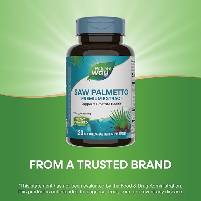 Nature's Way Saw Palmetto Premium Extract, Prostate Health Support for Men*, 160 mg per Serving, 120 Softgels (Packaging May Vary)