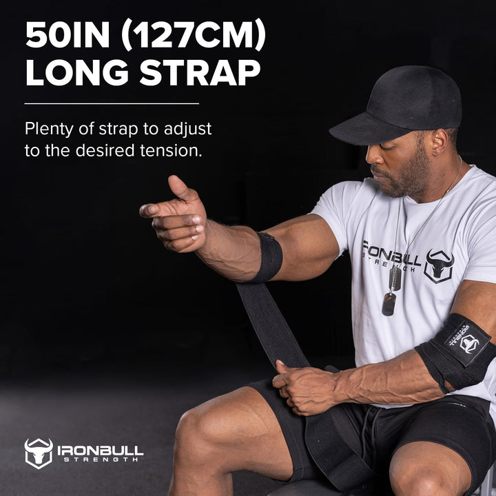 Elbow Wraps for Weightlifting (1 Pair) - 50" Elastic Elbow Braces for Weight Lifting - Elbow Support for Bench Press, Powerlifting, Fitness, & Gym Workout - Gym Elbow Straps Weightlifting (Black)