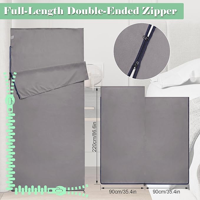 Sleeping Bag Liner,Adult Sleep Sack & Travel Sheets,Travel Sleep Sack for Backpacking, Hotels & Hostels - Lightweight Single & Double Travel Sheet Camping Sheets,Has Full Length Zipper