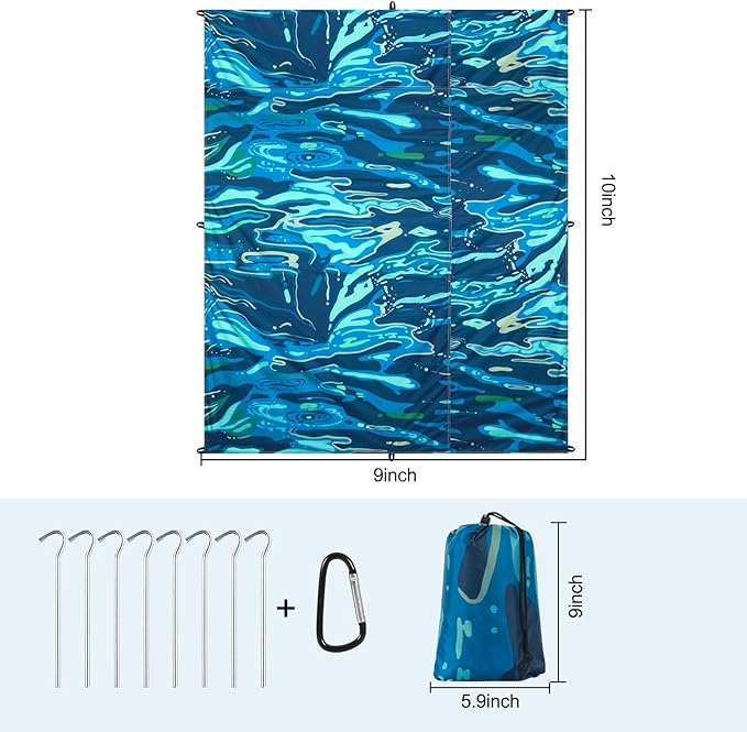 Beach Blanket Sandproof Beach Mat,118" X 110" for 1-8 Adults,Lightweight Quick Drying Picnic Mat for Travel, Camping, Hiking,Portable Beach Blanket