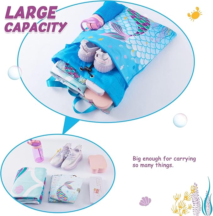 WAWSAM Gym Drawstring Backpack String Bag - 15” x 17” Sports Gym Bag for Kids Waterproof Swimming Beach Shopping Yoga Bag