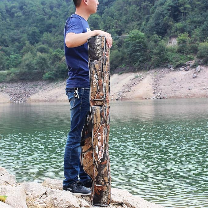 Sougayilang Folding Fishing Rod Case Organizer Pole Storage Bag Rod Reel Tackle Carrier Fishing Rod Bag Fishing Case