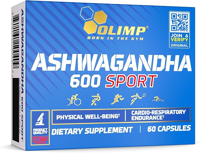 Ashwagandha 600 Sport Caps. Organic Ashwaganda Root Extract (KSM-66) High Dose (60 Capsules)