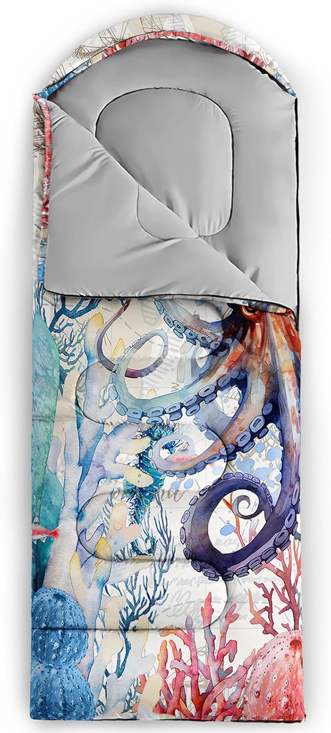 AILONEN Boys Sports Camping Sleeping Bags,Lightweight & Waterproof,3 Season Warm & Cool Weather,Black Player Basketball Sleeping Bags for Kids Adults,Travelling,Outdoors