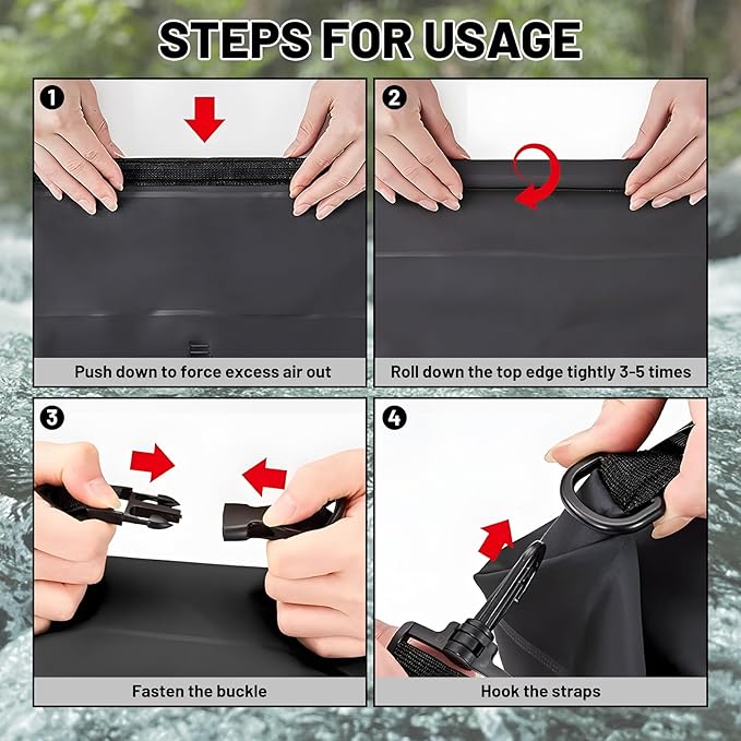 Waterproof Dry Bag,Roll Top Black Large Waterproof Backpack 2L/5L/10L/20L/30L/40L Floating Lightweight Bags for Kayaking, Boating, Fishing, Swimming Camping with Waterproof Phone Case