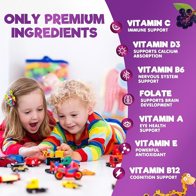 Kids Multivitamin Gummies - Daily Vitamins for Kids, Vitamin C, D3 & Zinc for Immune Support, Strawberry Flavored Gummies, Nature's Toddler & Kid Multi Vitamins, Non-GMO, Gluten Free - 120 Gummies