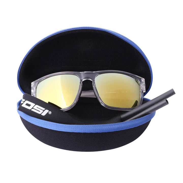 Tifosi Optics Swick Sunglasses Bundle with Case and Eyewear Straps (Crystal Clear/Smoke Yellow Mirror)