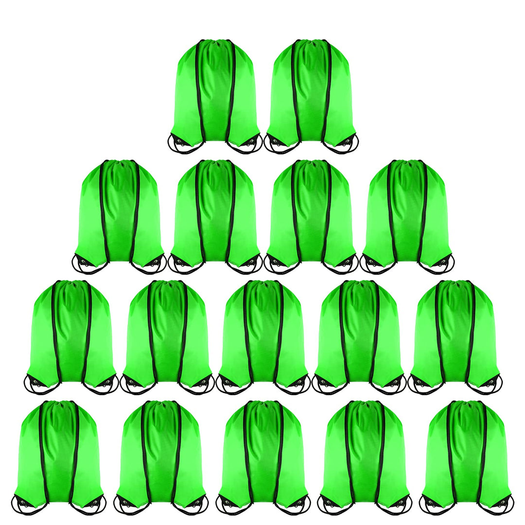 GoodtoU Drawstring Backpack Bags String Sack - Drawstring Gym Bag Cinch Backpacks in Bulk Green 16 Pcs