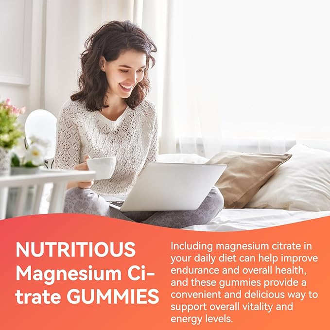 1400MG Magnesium Citrate Gummies, High Absorption Magnesium Gummies for Adults, Extra Strength Magnesium Gummy Supplement for Healthy Relaxation, Vegan, Non-GMO, 60 Gummies