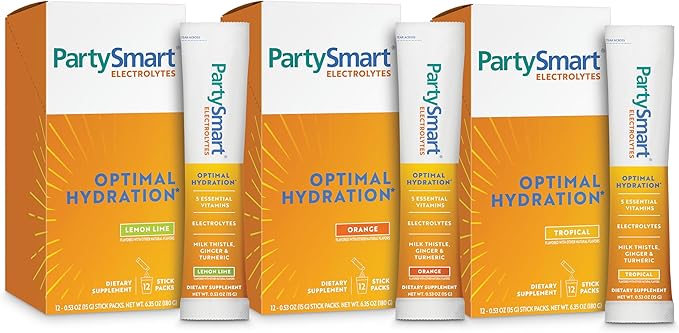 Himalaya PartySmart Electrolytes, Supports Optimal Hydration, with Vitamins C, B12, B6 & Niacin, 3 Key Electrolytes, and Milk Thistle (Variety)