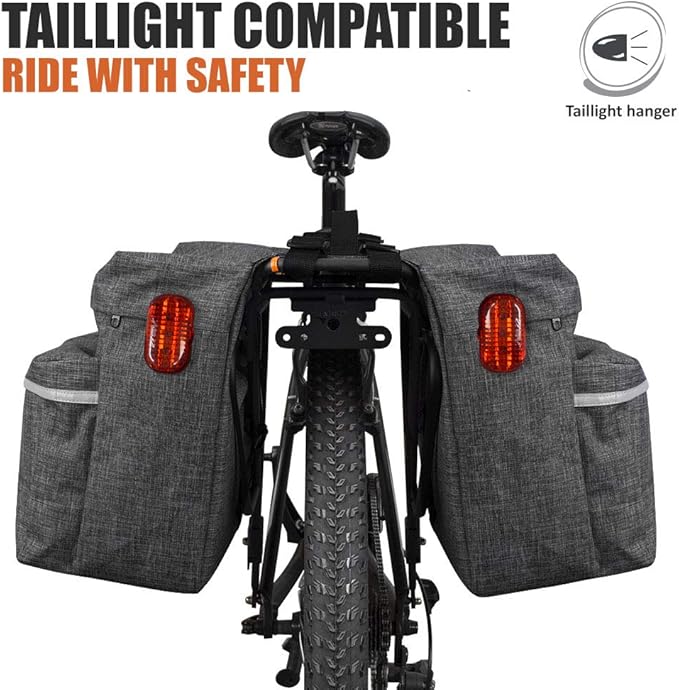 BV Bike Panniers 26L With Adjustable Hooks, Commuter Panniers For Bicycles With Carrying Handle, Bag With 3M Reflective Trim For More Visibility, Fit Most Rack