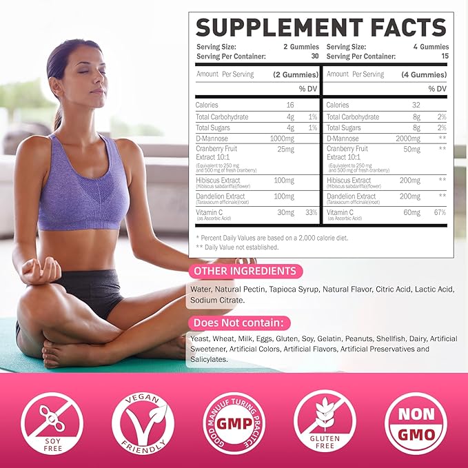 Oregano Oil Gummies & D-Mannose Gummies 2000mg Bundle Pack | Strength Carvacrol & Thymoquinon | D-Mannose with Cranberry