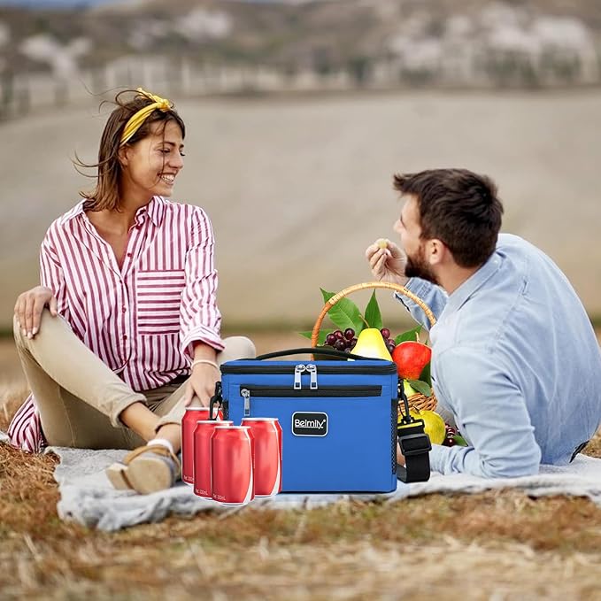 BEIMILY Lunch Box for Men/Women,Small Insulated Lunch Bag,Reusable LunchBox for work Picnic Hiking Beach,Leakproof Soft Cooler Tote Bag Organizer with Adjustable Shoulder Strap for Adults(Royal Blue)