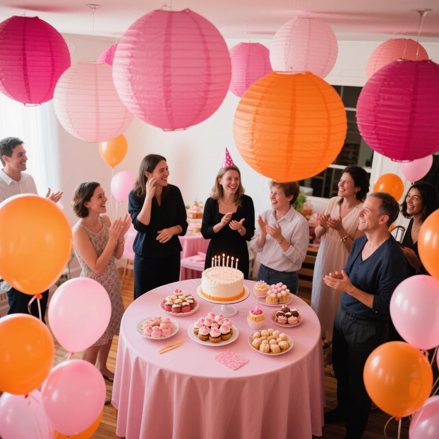 12pcs Hot Pink and Orange Paper Lanterns,Lanterns Round Paper Lanterns for Birthday,Wedding,Baby Shower Party Ceiling Decoration