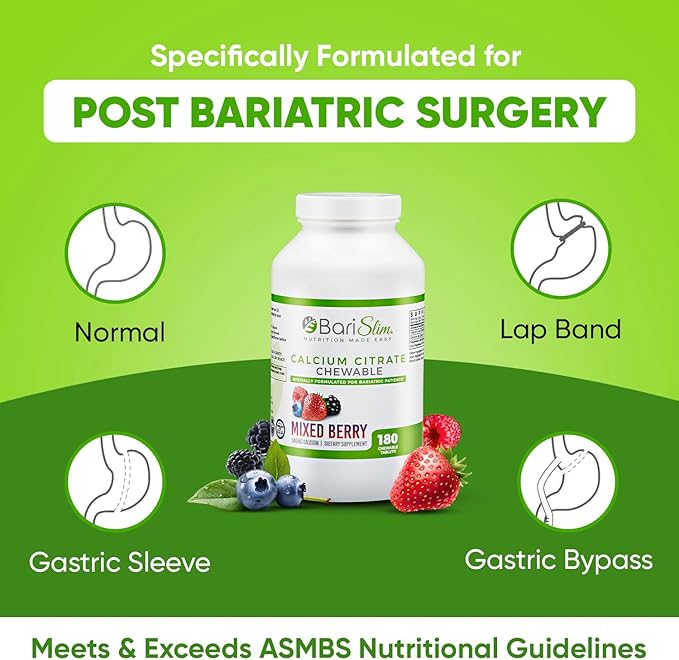 BariSlim Chewable Bariatric Multivitamin Tablets - Specially Formulated Chewable Tablets for Patients After Weight Loss Surgery - Easy to Digest & Great Tasting Fruit Flavors | Pack of 2