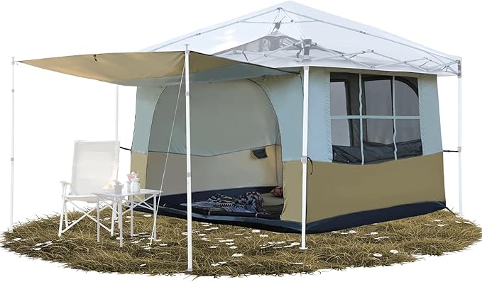 REDCAMP Canopy Camping Tent for Pop Up Canopy Tent, Inner Tent Converts Straight Leg 10'x10' or 10'x20' Canopy into Camping Tent, Fits 4-6 Person(Frame/Shelter NOT Included)