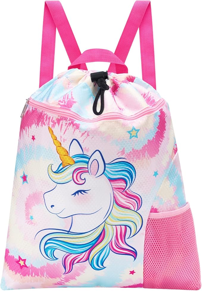 WAWSAM Gym Drawstring Backpack String Bag - 15” x 17” Sports Gym Bag for Kids Waterproof Swimming Beach Shopping Yoga Bag