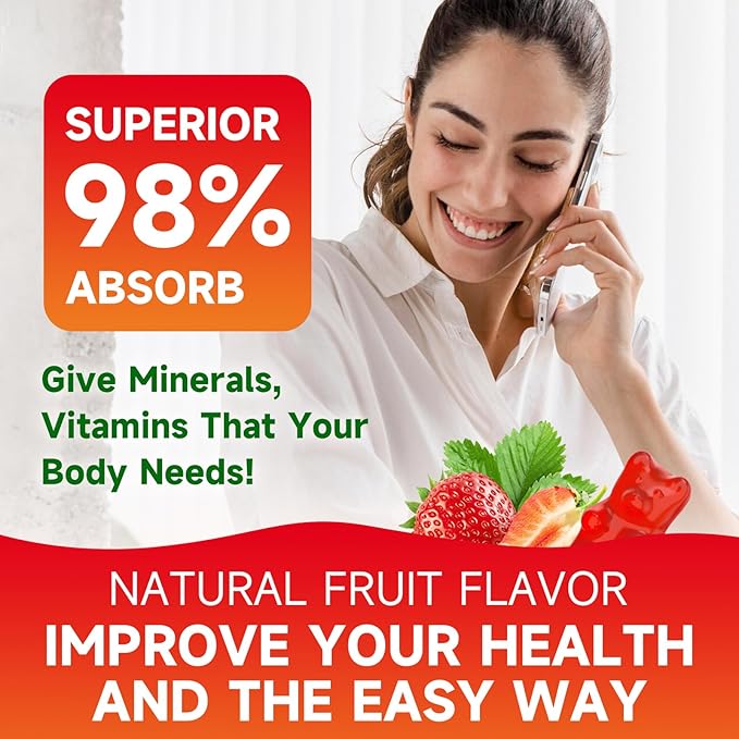 2 Pack Calcium Citrate Gummies, Sugar Free Calcium Citrate 1000mg for Muscle Healthy, Absorption Calcium Supplements for Adults & Kids, Strawberry, 120 Count