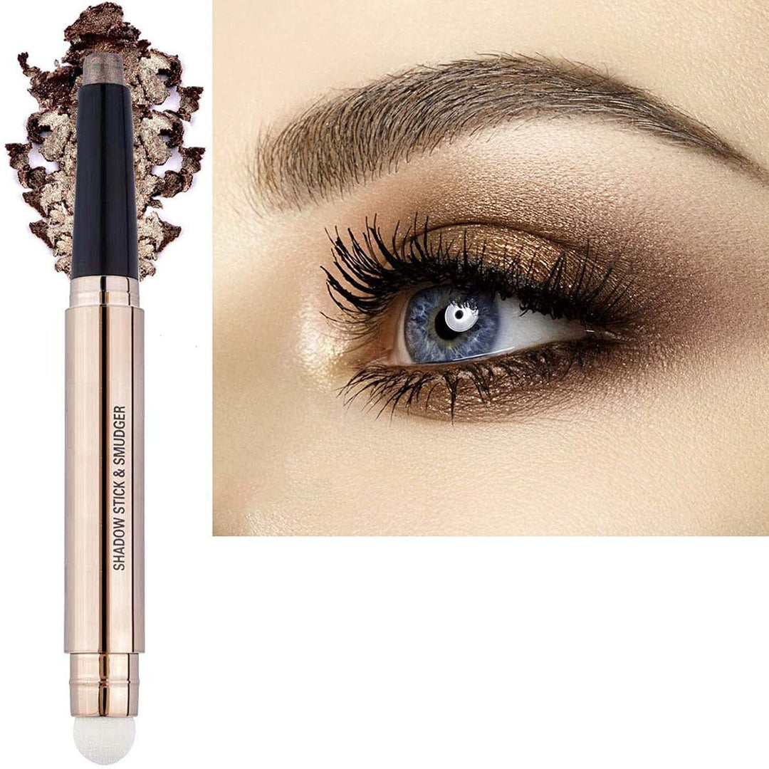SAUBZEAN Dark Brown Eyeshadow Stick Makeup, Highlighter Matte Cream Eye Shadow Pencil, Waterproof Hypoallergenic Long Lasting Crayon, Glitter Primer Palette Shimmer Eyeliner Pen