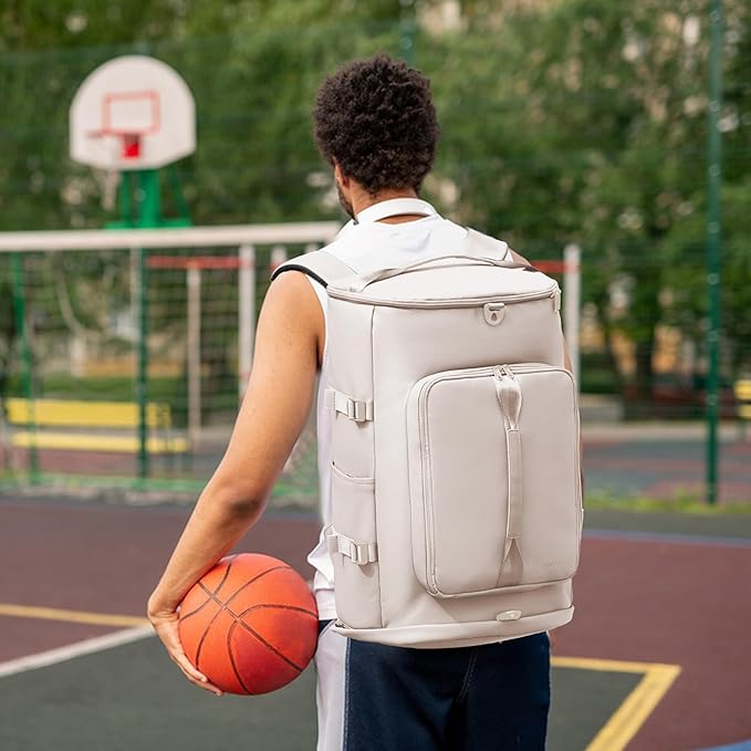 MIYCOO Gym Bag with Shoes Compartment and Wet Pocket - Sports Duffle for Men and Women, Travel Backpack Weekender Overnight Bag Beige