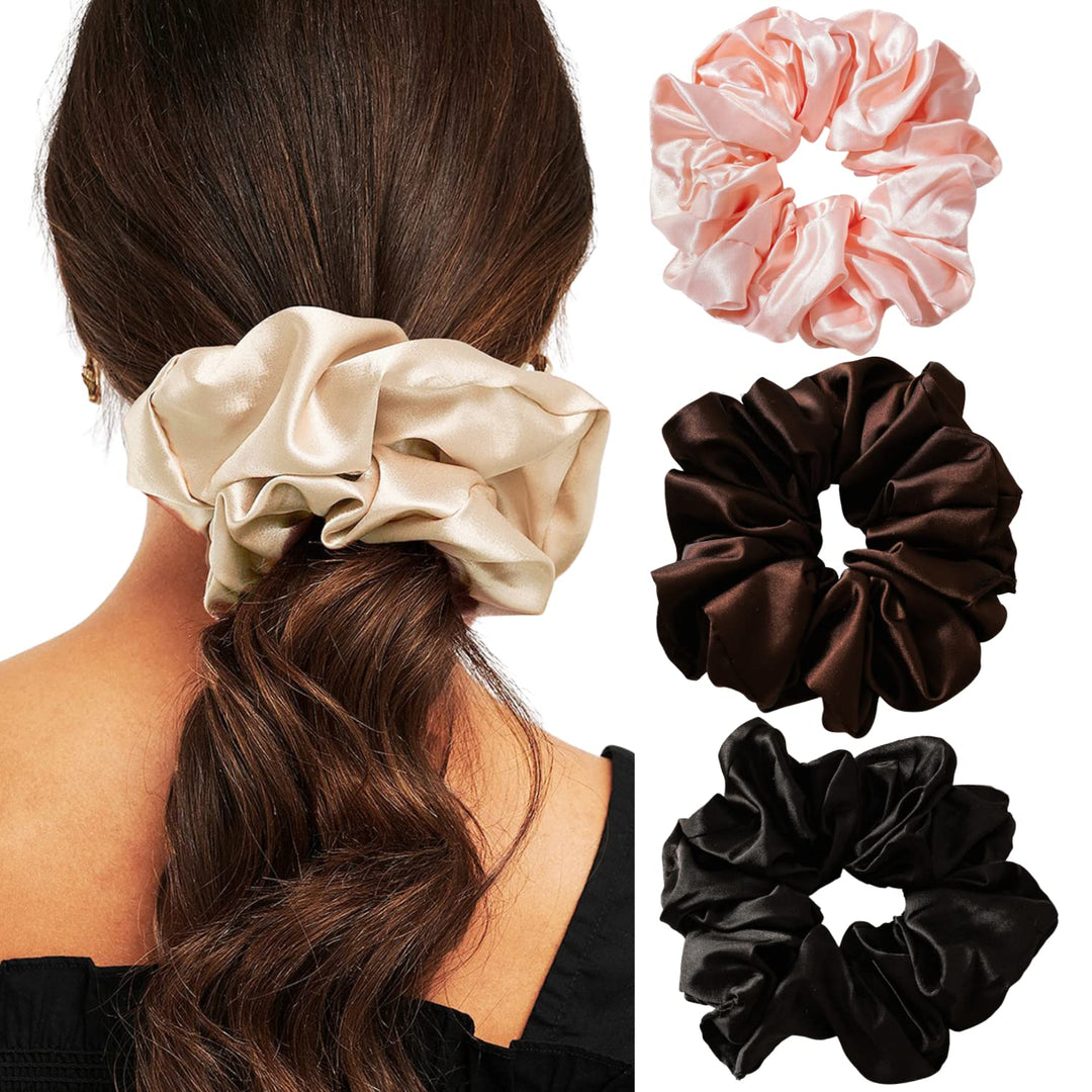 Large Satin Scrunchies Oversized Scrunchies Jumbo Scrunchies Sleeping Giant Scrunchie No Damage Big Satin Silk Scrunchies for Women(B)