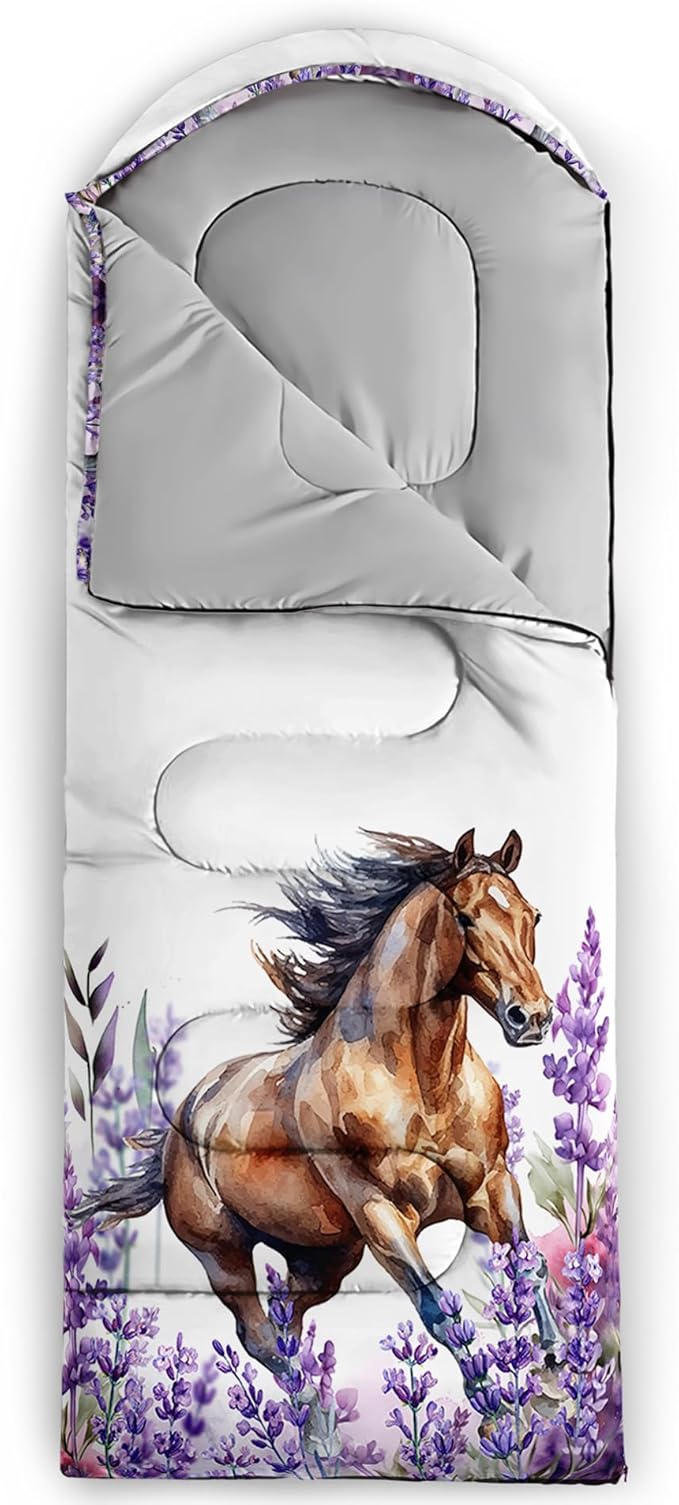 AILONEN Cartoon Fox Camping Sleeping Bag for Boys Girls Adults,Lightweight & Waterproof,3 Season Warm & Cold Weather,Portable,Kawaii Fox Printed Sleeping Bag,Traveling,Camping,Hiking