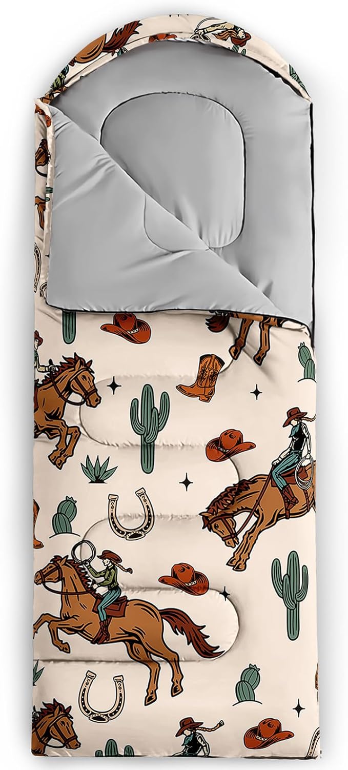 AILONEN Cartoon Fox Camping Sleeping Bag for Boys Girls Adults,Lightweight & Waterproof,3 Season Warm & Cold Weather,Portable,Kawaii Fox Printed Sleeping Bag,Traveling,Camping,Hiking