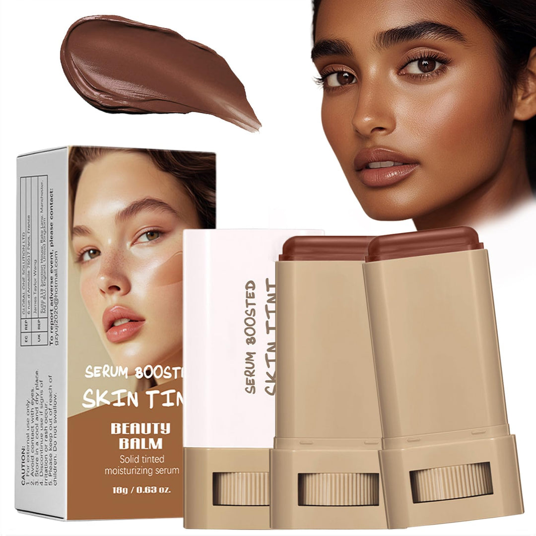 Beauty Balm Serum Boosted Skin Tint Concealer 6 Colors, Beauty Balm Skin Tint Balm Foundation Stick, Solid Tinted Moisturizing Serum Lightweight Foundation, Tinted Face Balm for Mature Skin (1#, 18g)