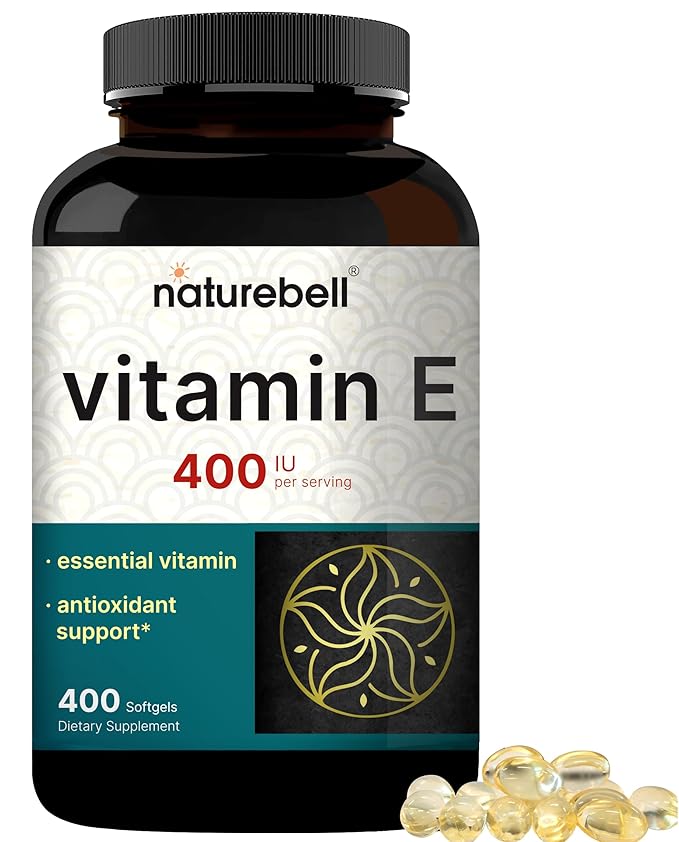 NatureBell Vitamin E Oil Softgels, 400iu Per Serving, 400 Pills | Essential Antioxidant Supplements, Easily Absorbed Form – Supports Skin, Heart, & Immune Health – Non-GMO