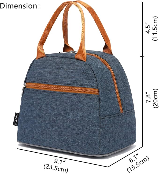 FlowFly Insulated Lunch Cooler Bag - Tote Bag Organizer for Women/Men, Navy