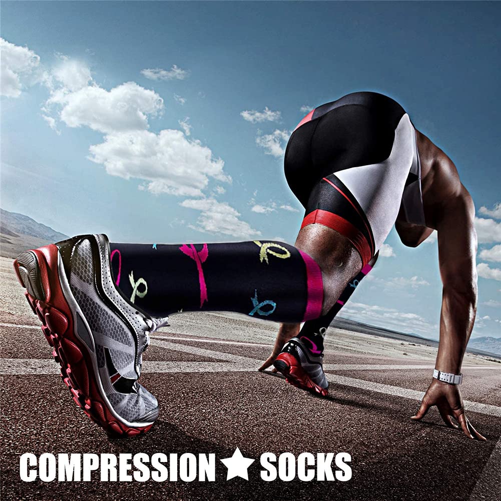 CHARMKING Compression Socks for Women & Men Circulation (3 Pairs) 15-20 mmHg is Best Athletic for Running, Flight Travel, Support, Cycling, Pregnant - Boost Performance, Durability (S/M, Multi 08)
