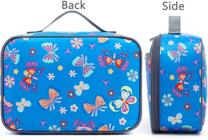 FlowFly Kids Lunch box Insulated Soft Bag Mini Cooler Back to School Thermal Meal Tote Kit for Girls, Boys, Butterfly