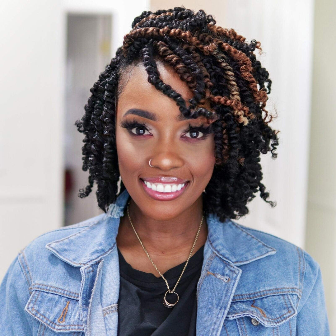 Toyotress Tiana Passion Twist Hair - 6 Inch 8 Pcs Bob Passion Twist Pre-Twisted Crochet Braids Ombre Brown, Synthetic Braiding H