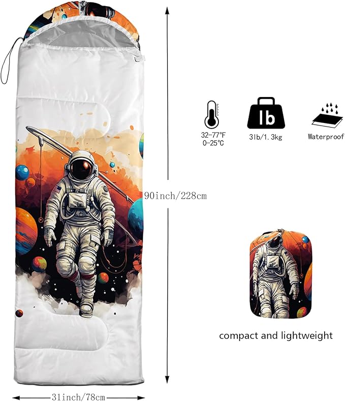 AILONEN Boys Sports Camping Sleeping Bags,Lightweight & Waterproof,3 Season Warm & Cool Weather,Black Player Basketball Sleeping Bags for Kids Adults,Travelling,Outdoors