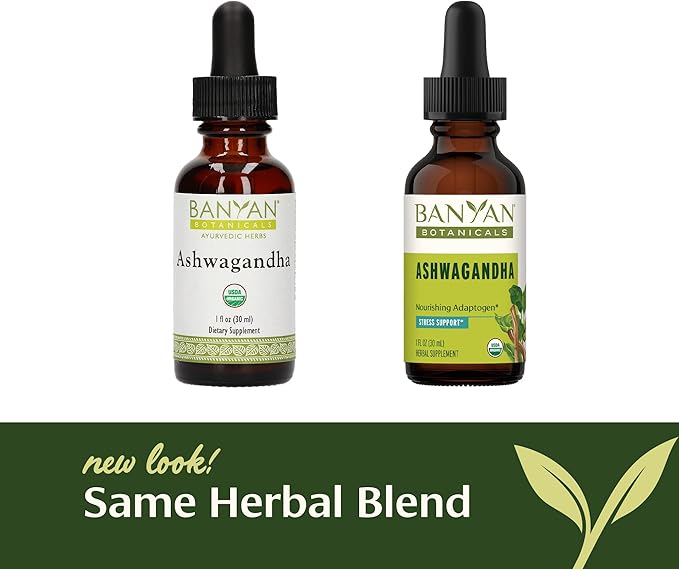 Banyan Botanicals Organic Ashwagandha Liquid Extract – Fast-Acting Herbal Ashwagandha Drops ­­– for Balanced Energy and Calm* – 1 fl oz – Non GMO Sustainably Sourced Vegan